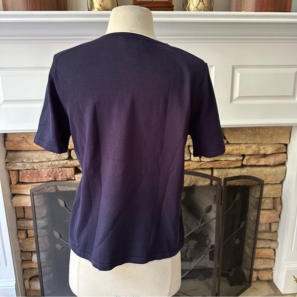 Pendleton navy blue Knit Blouse sweater silk blend size small - Picture 2 of 5